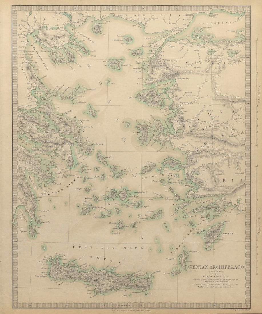 GREEK ARCHIPELAGO ANCIENT.Aegean Cyclades Creta Crete Dodecanese.SDUK 1844 map: Title: GREEK ARCHIPELAGO ANCIENT.Aegean Cyclades Creta Crete Dodecanese.SDUK 1844 map Description: GRECIAN ARCHIPELAGO (ANCIENT)' by S.D.U.K. - Society for the Diffusion of Useful Knowledge.