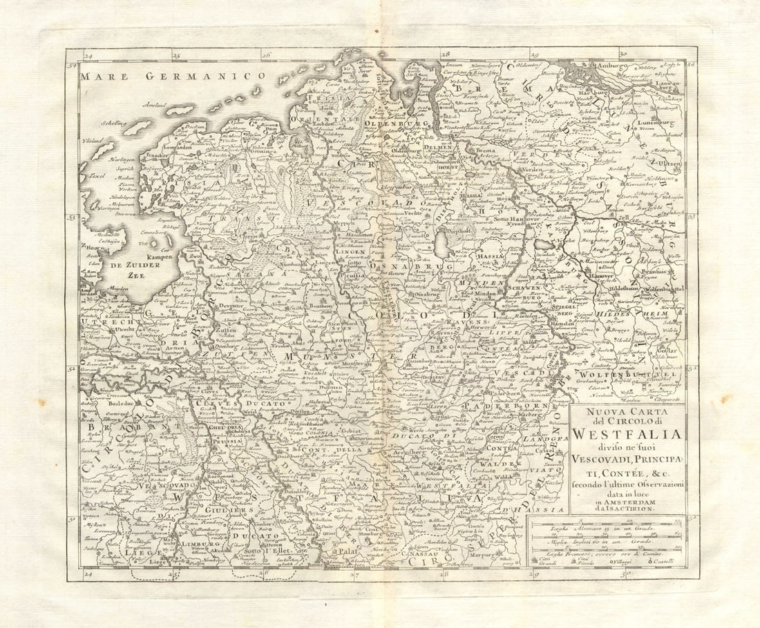 Nuova Carta del Circolo di Westfalia', by Isaak TIRION 1740 old antique map (1 of 1)