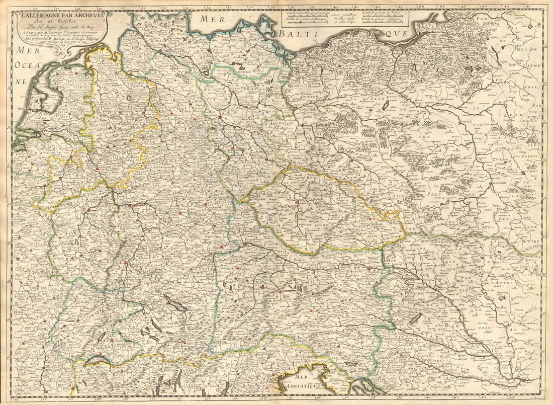 L'Allemagne par archeves. Chés et Eveschés' by Nicholas SANSON 1645 old map (1 of 1)