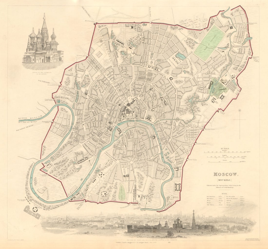 MOSCOW MOSKAU Москва. Antique town city map plan & panorama.: Title: MOSCOW MOSKAU Москва. Antique town city map plan & panorama. SDUK 1847 old Description: MOSCOW' by S.D.U.K. - Society for the Diffusion of Useful Knowledge. 