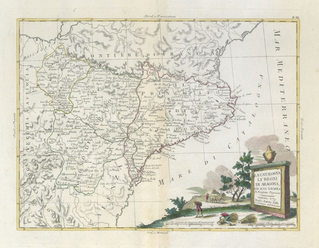 La Catalogna, li Regni di Aragona, ed Alta Navarra. NE Spain. ZATTA 1779 map: Title: "La Catalogna, li Regni di Aragona, ed Alta Navarra". NE Spain. ZATTA 1779 map Description: La Catalogna li Regni di Aragona, ed Alta Navarra di novissima projezione'. "Catalonia, and the Kingd