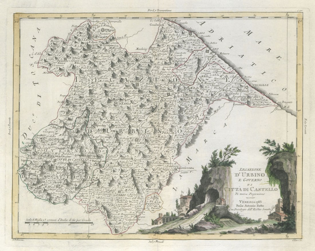 Legazione d'Urbino e Governo di Citta di Castello Marche Umbria ZATTA 1784 map (1 of 1)