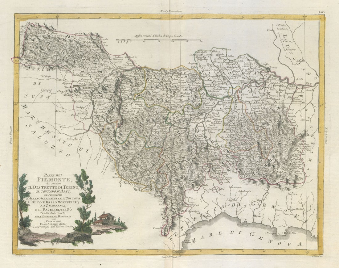 Parte del Piemonte, che contiene il Distretto di Torino… Asti. ZATTA 1784 map (1 of 1)