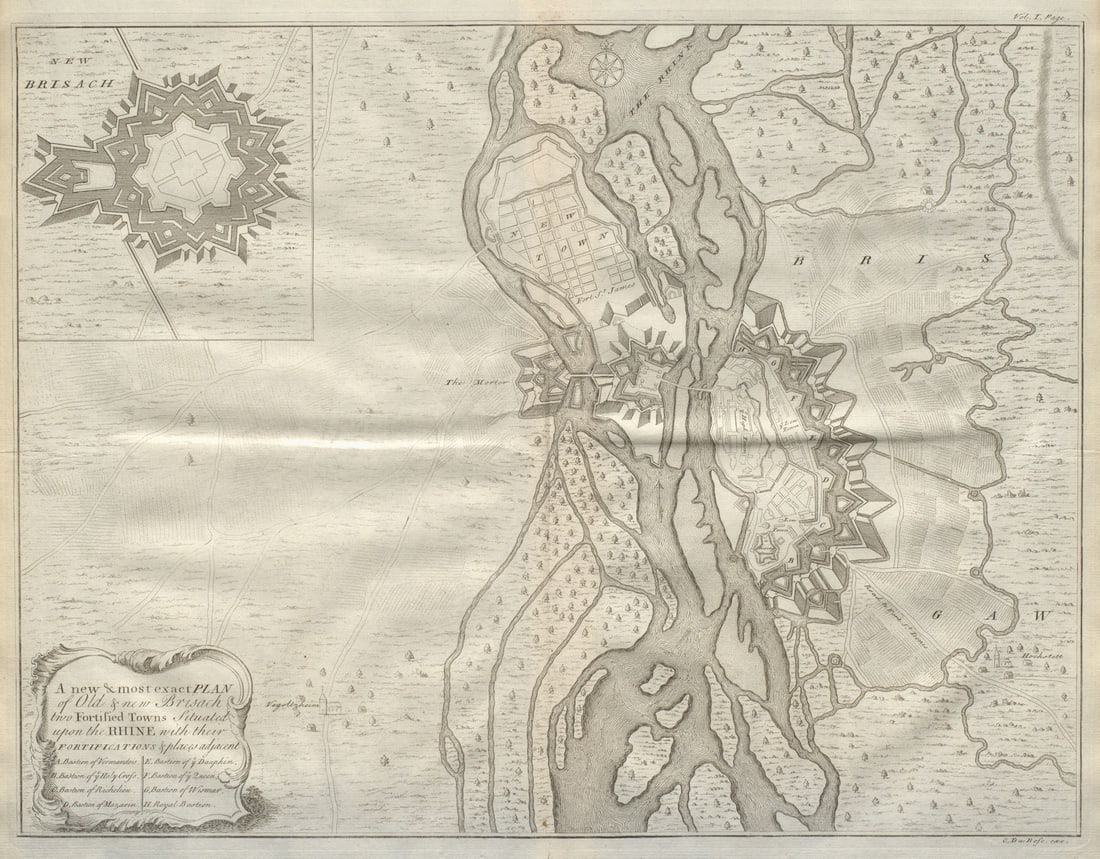 A… plan of old & new Brisach. Neuf-Brisach & Breisach. DU BOSC 1736 map: Title: A… plan of old & new Brisach. Neuf-Brisach & Breisach. DU BOSC 1736 map Description: A new & most exact plan of old & new Brisach, two fortified towns situated upon the Rhine