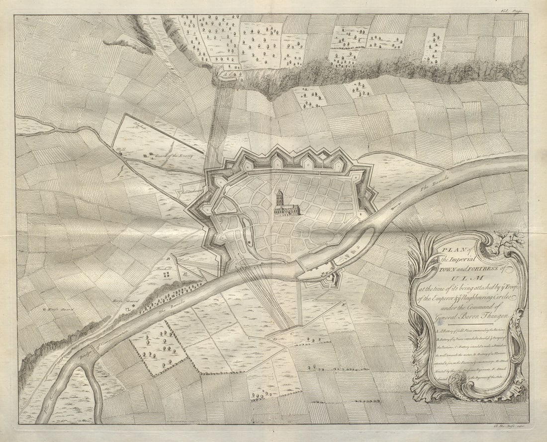 Plan of the Imperial Town & Fortress of Ulm. Baden-Württemberg. DU BOSC 1736 map: Title: Plan of the Imperial Town & Fortress of Ulm. Baden-Württemberg. DU BOSC 1736 map Description: Plan of the Imperial Town and Fortress of Ulm at the time of it's being attacked by ye troops