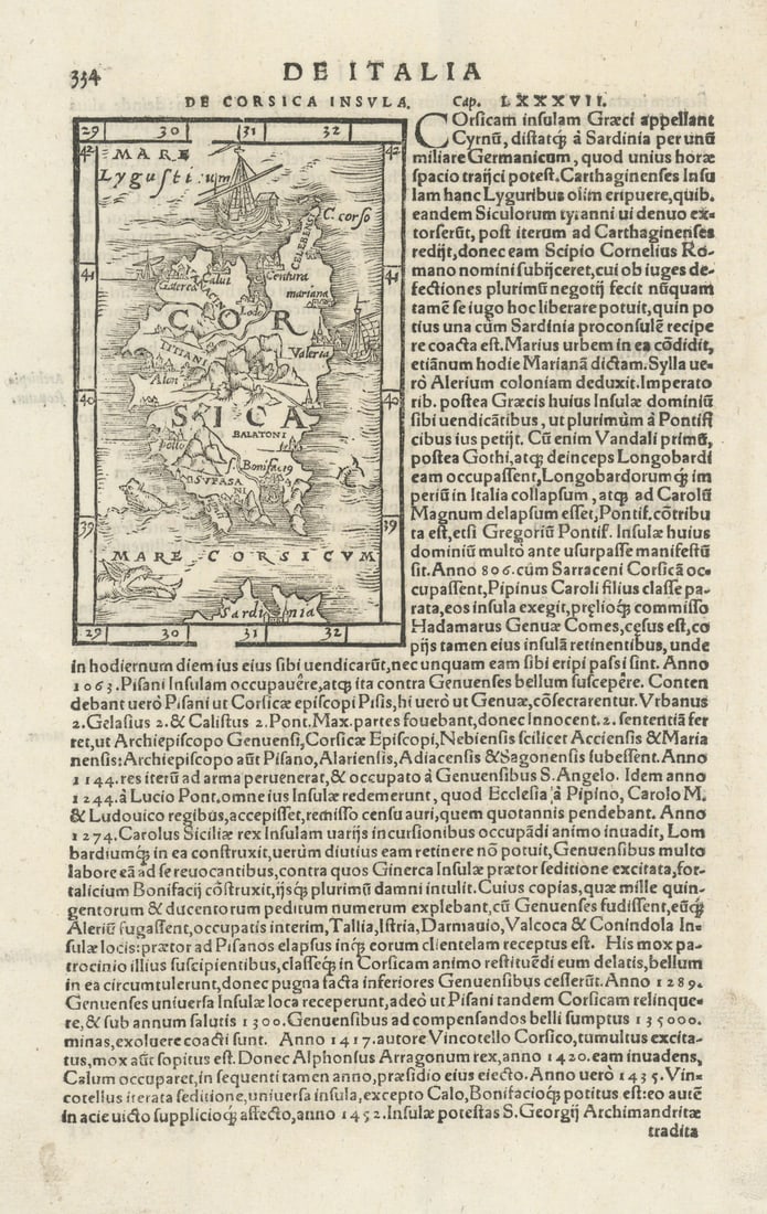 De Corsica lnsula. The island of Corsica. Sea monster. MÜNSTER 1572 old map: Title: De Corsica lnsula. The island of Corsica. Sea monster. MÜNSTER 1572 old map Description: De Corsica lnsula [The island of Corsica] by Münster, Sebastian. Published 1572. Antique 16th