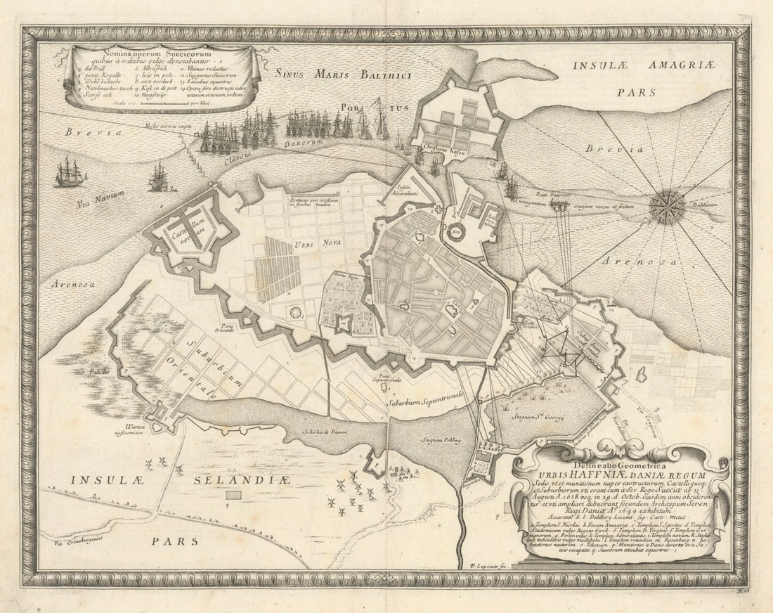 Delineatio Geometrica Urbis Haffniae Daniae… Copenhagen. DAHLBERGH 1696 map: Title: Delineatio Geometrica Urbis Haffniae Daniae… Copenhagen. DAHLBERGH 1696 map Description: Delineatio Geometrica Urbis Haffniae Daniae Regnum… 1649 [Map of the City of Copenhagen in t