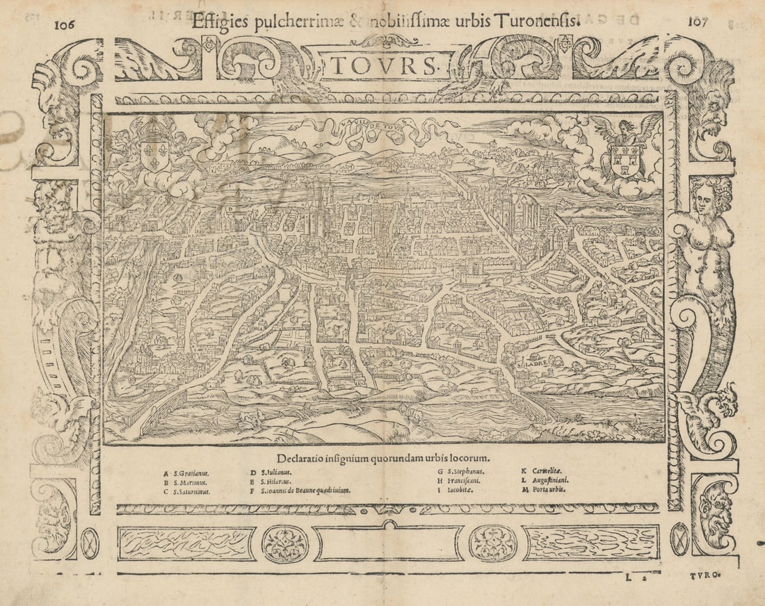 Effiges… nobilissimae urbis Turonensis. Tours, Indre-et-Loire. MÜNSTER 1572 map: Title: Effiges… nobilissimae urbis Turonensis. Tours, Indre-et-Loire. MÜNSTER 1572 map Description: Effiges pulcherrimae & nobilissimae urbis Turonensis [The city of Tours] by