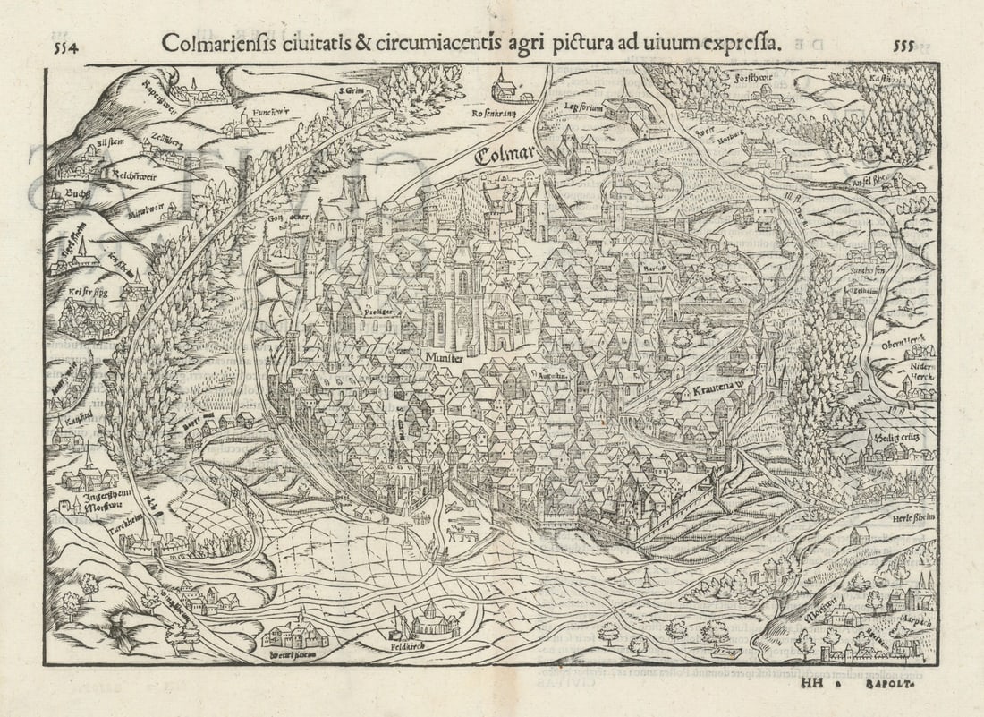 Colmariensis civitatis… The city of Colmar, Haut-Rhin. MÜNSTER 1572 old map: Title: Colmariensis civitatis… The city of Colmar, Haut-Rhin. MÜNSTER 1572 old map Description: Colmariensis civitatis & circumiacentis agri pictura ad vivum expressa [The city of Colma