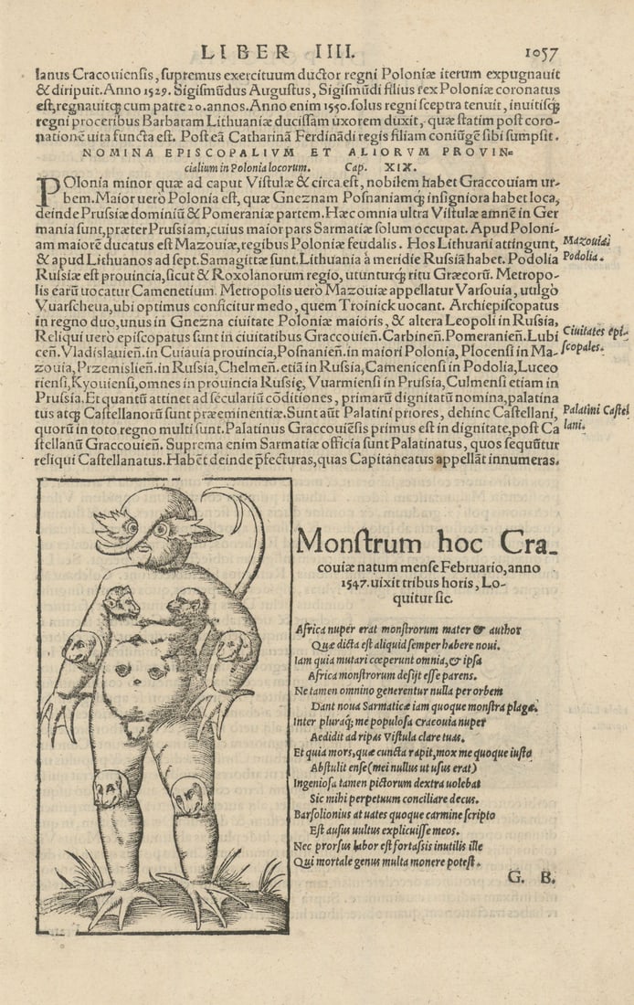 Monstrum hoc Cracoviae. The monster of Krakow, born 1547. SEBASTIAN MÜNSTER 1572 (1 of 1)