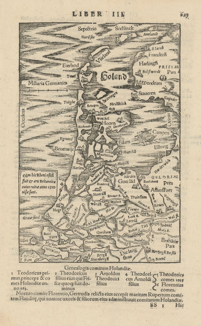 Holand. Holland, the western Netherlands. SEBASTIAN MÜNSTER 1572 old map: Title: Holand. Holland, the western Netherlands. SEBASTIAN MÜNSTER 1572 old map Description: Holand [Holland] by Münster, Sebastian. Published 1572. Antique 16th century woodcut map. Size