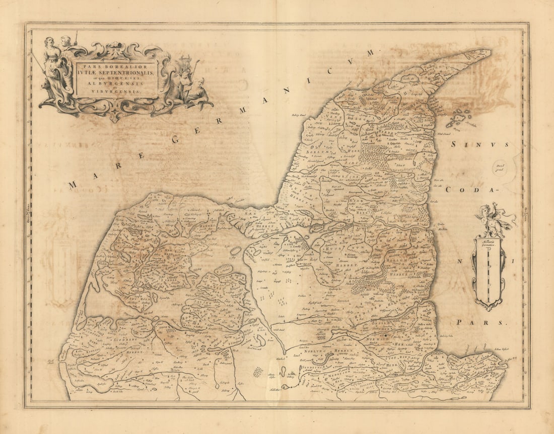 PARS BOREALIOR IUTIAE SEPTENTRIONALIS. North Jutland. Denmark. BLAEU c1667 map (1 of 1)