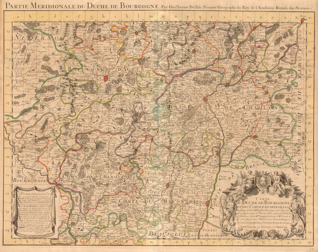 Partie Meridionale du Duché de Bourgogne'. COVENS & MORTIER/DE L'ISLE c1730 map (1 of 1)