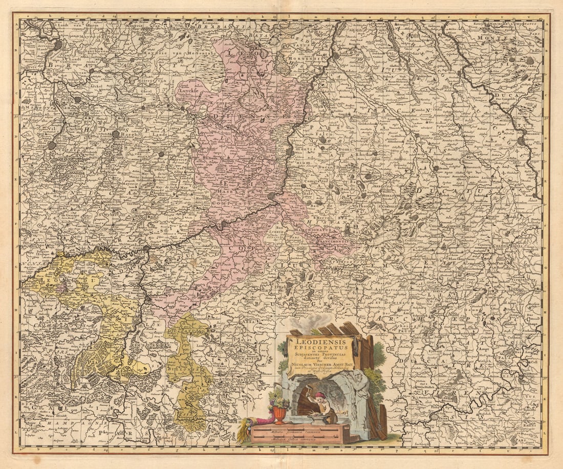 Leodiensis Episcopatus…' Prince-Bishopric of Liège. Belgium. VISSCHER c1680 map: Title: Leodiensis Episcopatus…' Prince-Bishopric of Liège. Belgium. VISSCHER c1680 map Description: Leodiensis Episcopatus in omnes Subjacentes Provincias distincte divisus per Nicolaum