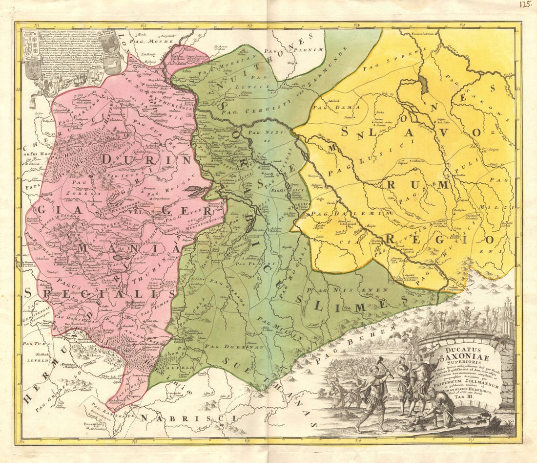 Ducatus Saxoniae Superioris'. Ancient Upper Saxony. ZOLLMANN/HOMANN c1735 map: Title: Ducatus Saxoniae Superioris'. Ancient Upper Saxony. ZOLLMANN/HOMANN c1735 map Description: Ducatus Saxoniae Superioris ut status ipsius antiquissimus suit per secula Xpriora sc post Chr. Nat