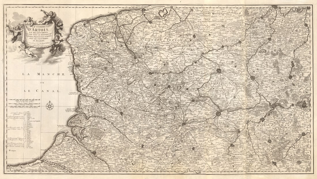 Le Comté d'Artois et des environs'. N France & W Belgium. VISSCHER c1680 map (1 of 1)