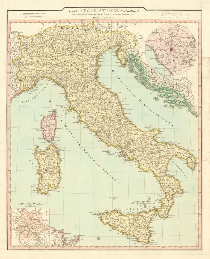 Tabula Italiae Antiquae geographica quam… Ancient Italy. D'ANVILLE 1815 map (1 of 1)