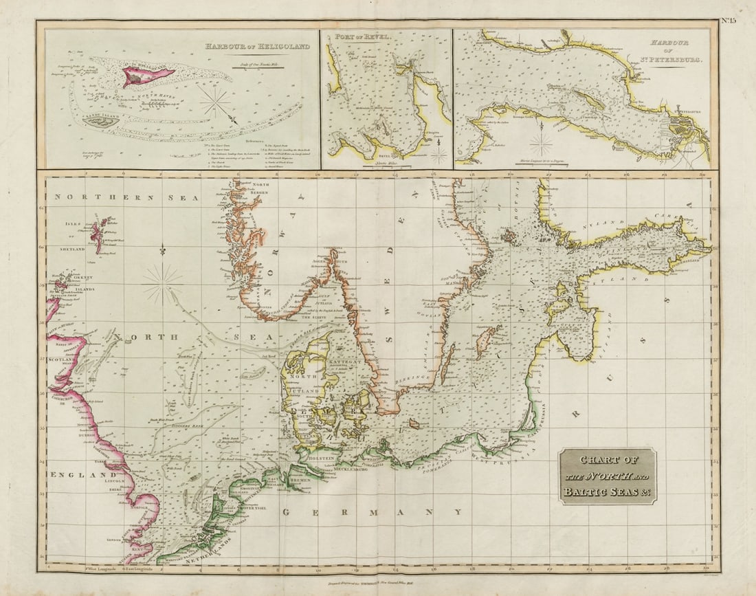 The North & Baltic Seas. Heligoland Tallinn St Petersburg. THOMSON 1817 map (1 of 1)