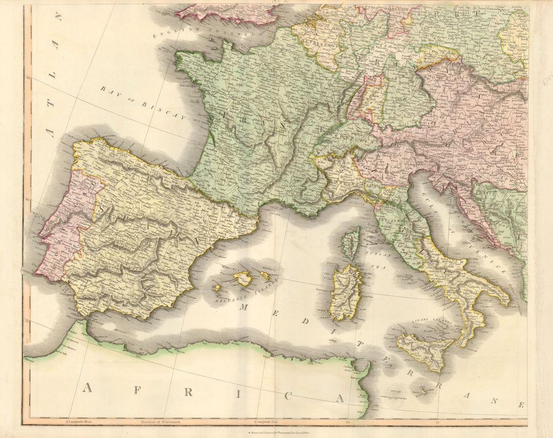 South-west Europe. Swiss Savoy. British Hanover. THOMSON 1817 old antique map (1 of 1)