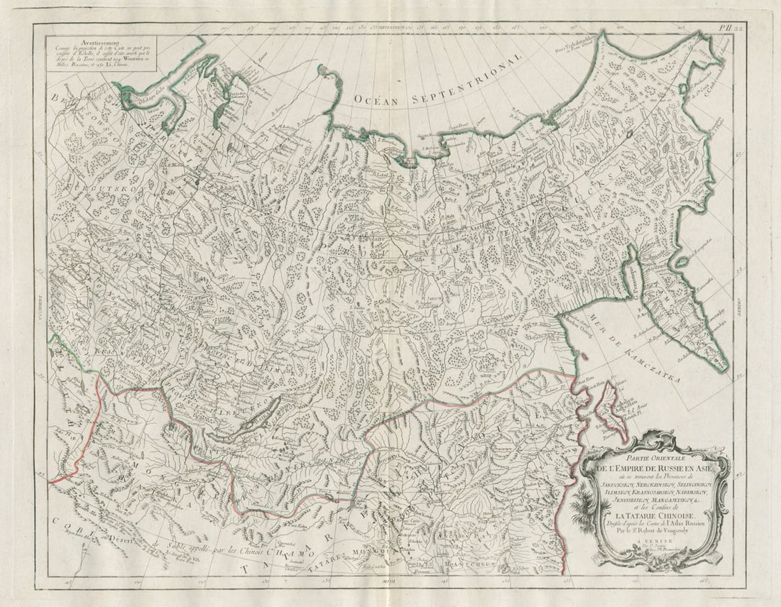 Parte Orientale de l'Empire de Russie en Asie Russia SANTINI/VAUGONDY 1784 map (1 of 1)