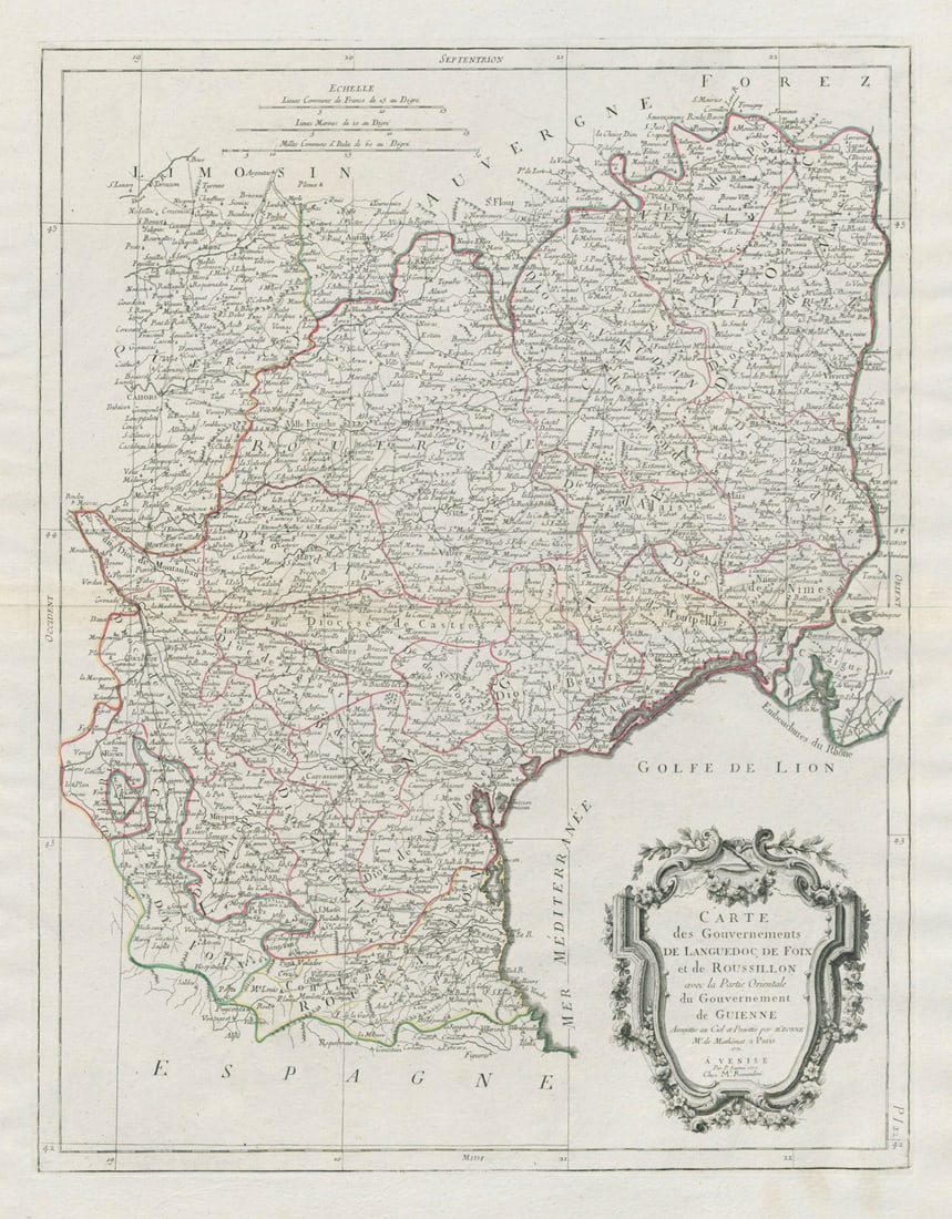 Gouvernements de Languedoc, de Foix et de Roussillon… SANTINI / BONNE 1784 map (1 of 1)