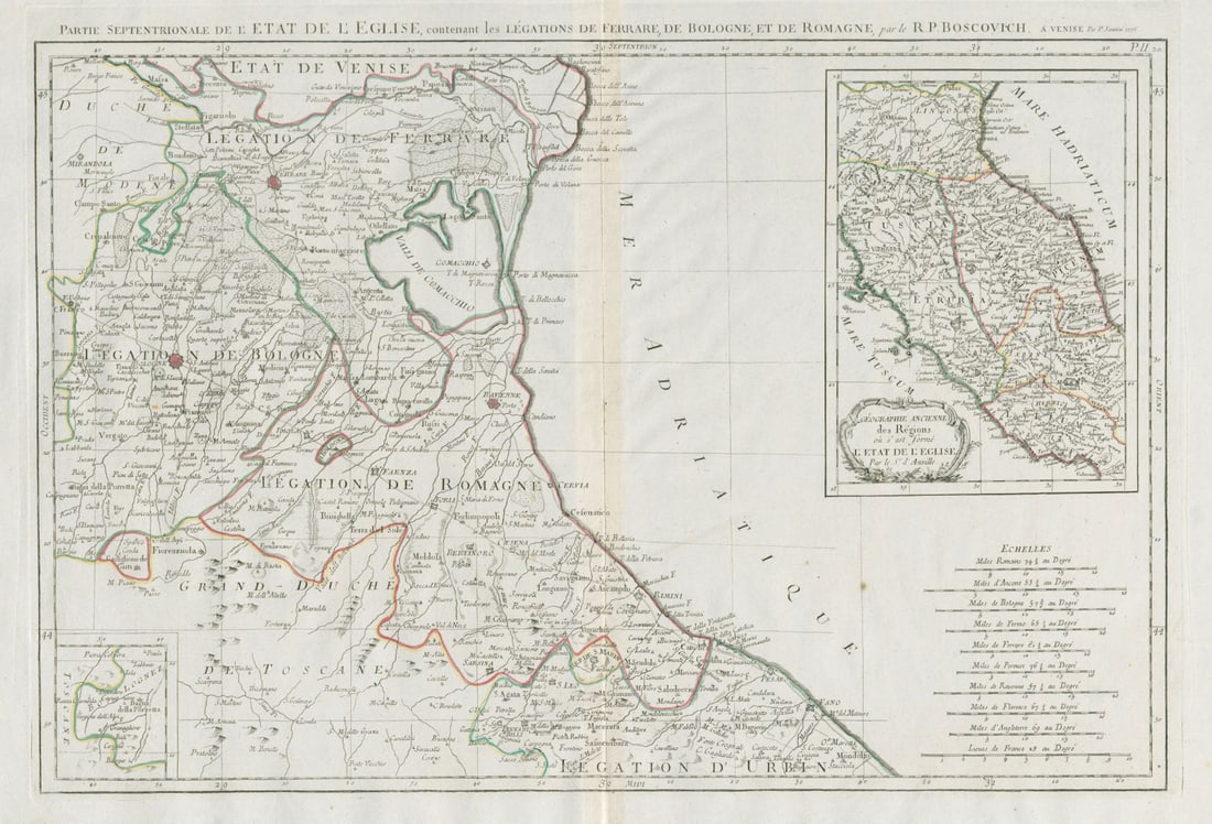 Partie Septentrionale de l'Etat de l'Eglise… SANTINI / D'ANVILLE 1784 map: Title: "Partie Septentrionale de l'Etat de l'Eglise…" SANTINI / D'ANVILLE 1784 map Description: [Nouvelle Carte de l'Etat de l'Eglise dressée sur Celle du P. Boscovich, divisée en troi