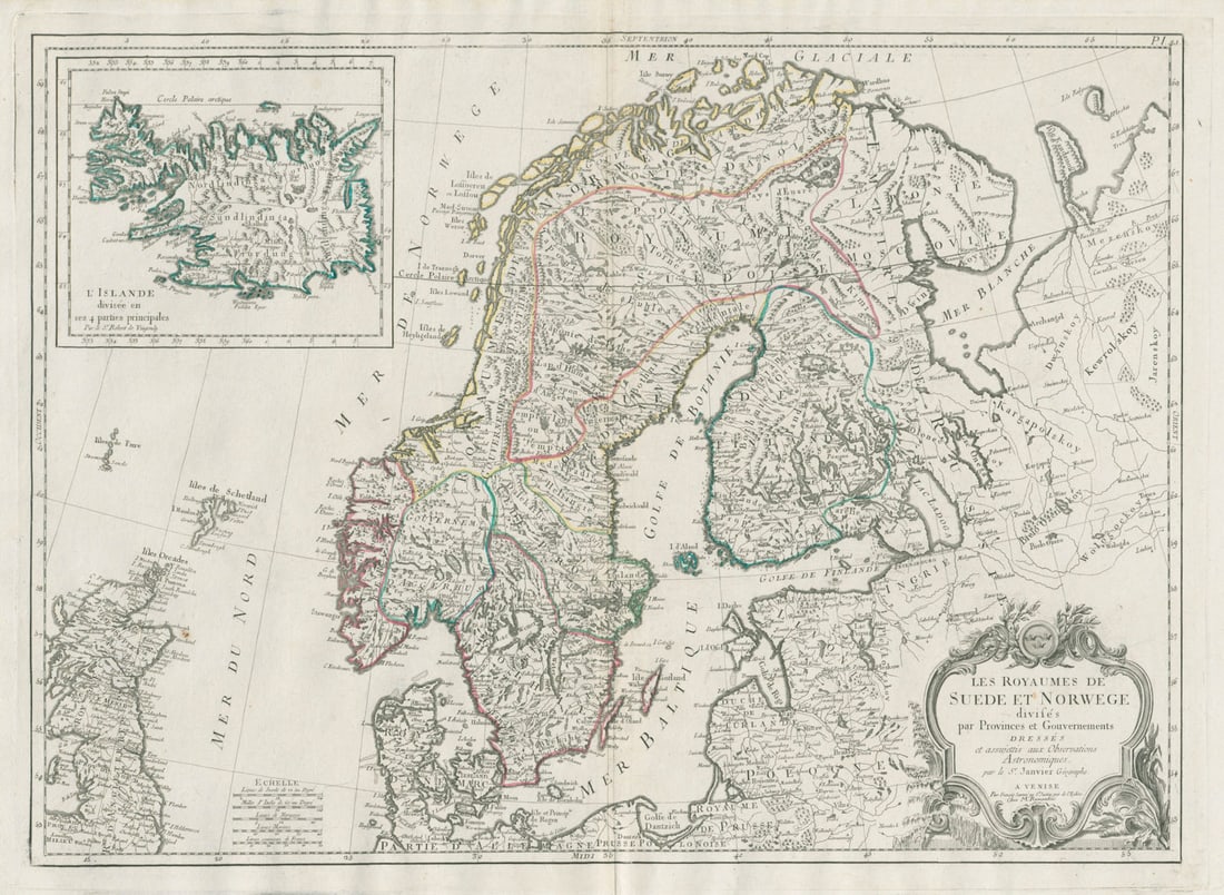 Les Royaumes de Suede et Norwege…. Scandinavia. SANTINI / JANVIER 1784 map (1 of 1)