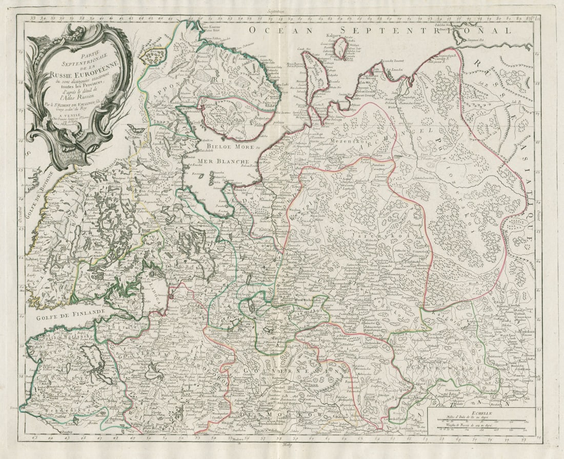 Partie Septentrionale de la Russie Européenne… SANTINI / VAUGONDY 1784 map (1 of 1)