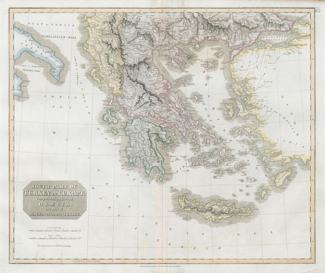 South Part of Turkey in Europe. Greece & Aegean. Albania. THOMSON 1830 old map: Title: South Part of Turkey in Europe. Greece & Aegean. Albania. THOMSON 1830 old map Description: South Part of Turkey in Europe comprehending Ancient Graecia, and part of Macedonia and Thrace'. Draw