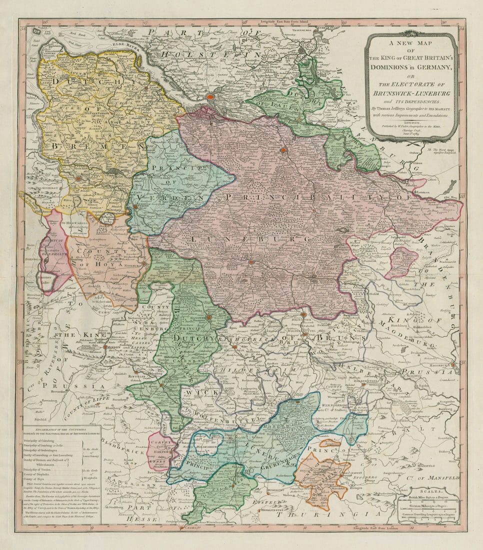King of Great Britain's dominions in Germany. Brunswick. JEFFERYS/FADEN 1789 map (1 of 1)