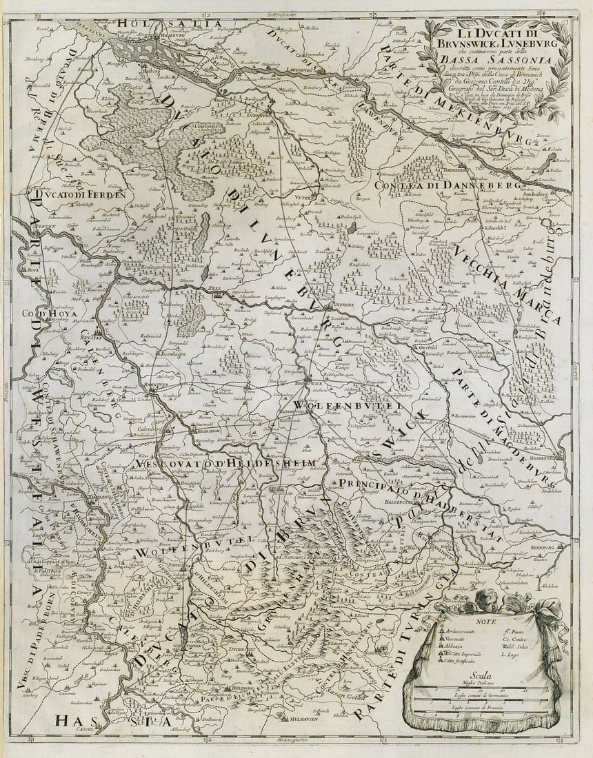 Li Ducati di Brunswick e Lunesburg… Eastern Lower Saxony ROSSI/CANTELLI 1691 map (1 of 1)