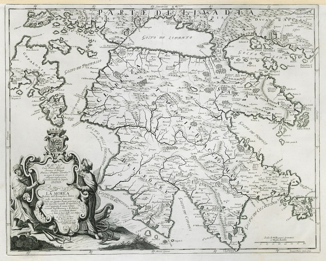 La Morea. Peloponnese. Greece. DE ROSSI / CANTELLI DE VIGNOLA 1686 old map: Title: La Morea. Peloponnese. Greece. DE ROSSI / CANTELLI DE VIGNOLA 1686 old map Description: La Morea [The Morea/ Peloponnese]. Published by Giovanni Giacomo de Rossi. Giacomo Cantelli da Vignola, G