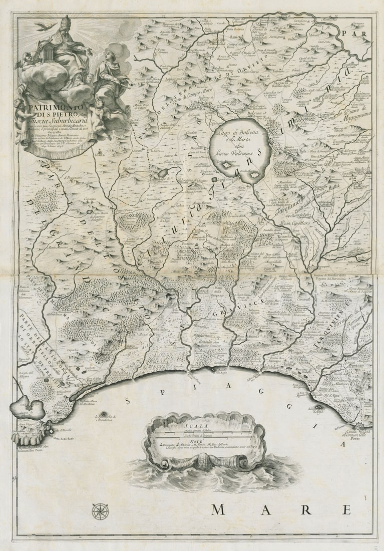 Patrimonio di S.Pietro, olim Tuscia Suburbicaria. Tuscany/Lazio. ROSSI 1696 map: Title: Patrimonio di S.Pietro, olim Tuscia Suburbicaria. Tuscany/Lazio. ROSSI 1696 map Description: Patrimonio di S.Pietro, olim Tuscia Suburbicaria [West sheet] [The Patrimony of St Peter, or Lower T