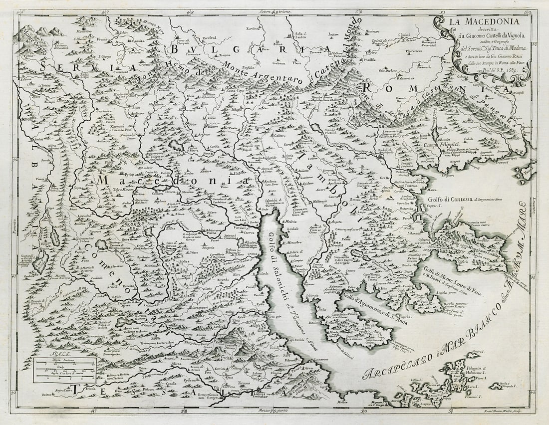 La Macedonia. North Macedonia Greece Southern Bulgaria ROSSI / CANTELLI 1689 map: Title: La Macedonia. North Macedonia Greece Southern Bulgaria ROSSI / CANTELLI 1689 map Description: La Macedonia [Macedonia]. Macedonia in Greece, Northern Macedonia and part of southern Bulgaria inc