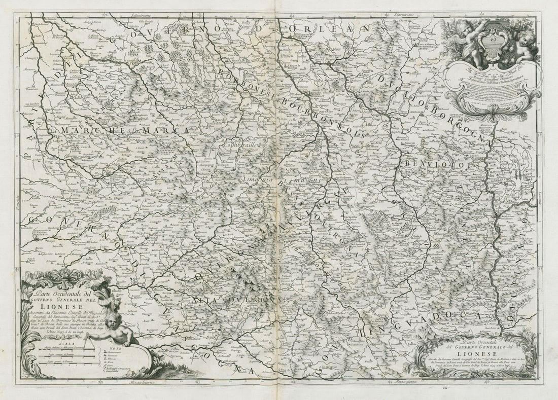 Governo Generale del Lionese. Lyonnais. Auvergne Rhone. ROSSI /CANTELLI 1693 map (1 of 1)