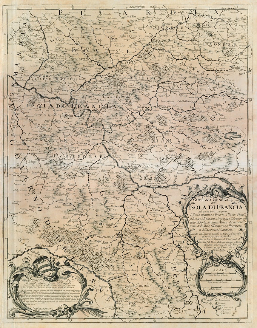 Governo Generale dell' Isola di Francia. Ile de France. ROSSI /CANTELLI 1692 map (1 of 1)