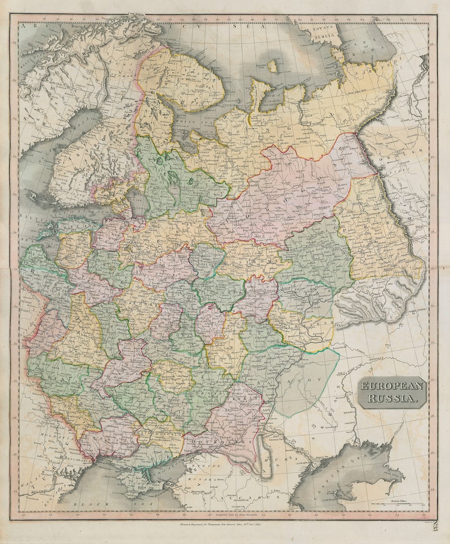 European Russia including Baltics Ukraine Belarus. THOMSON 1817 old map (1 of 1)