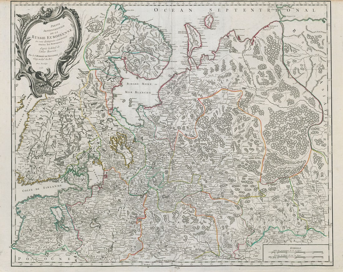Partie Septentrionale de la Russie Européenne Russia Finland VAUGONDY 1753 map (1 of 1)
