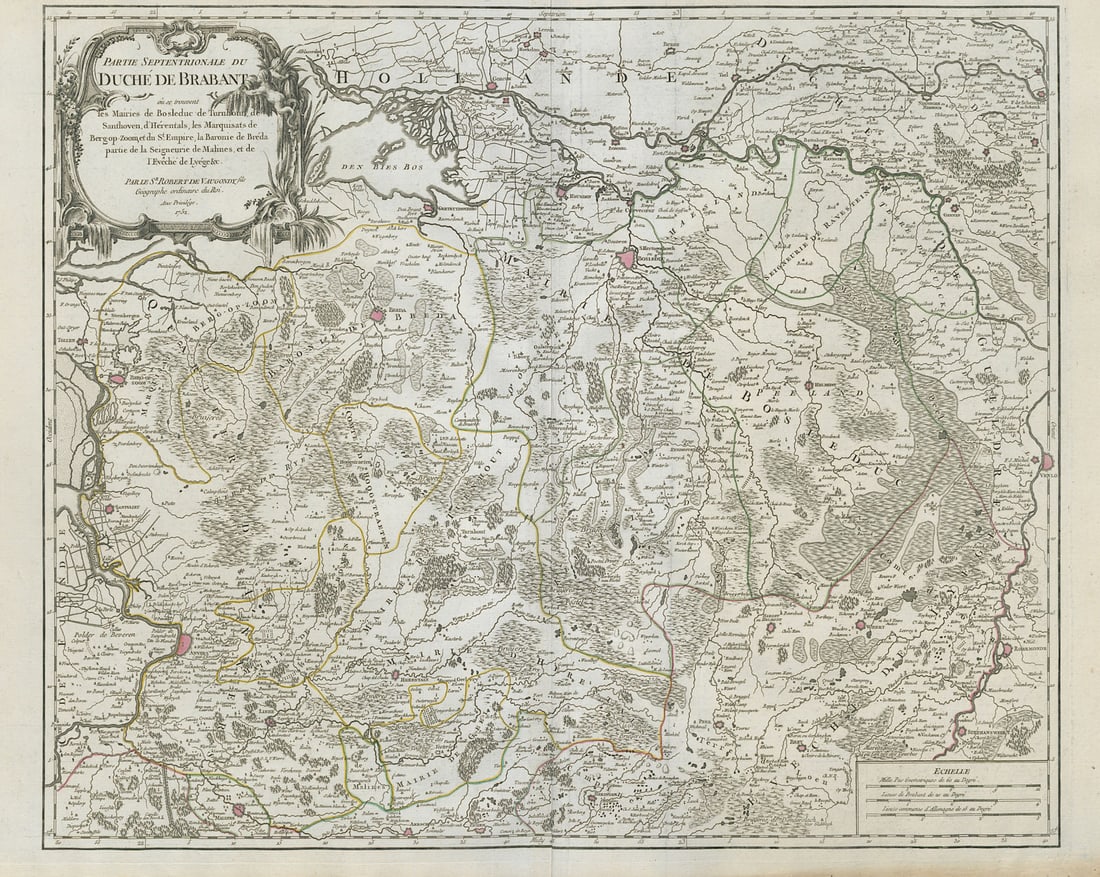 Partie Septentrionale du Duché de Brabant North. Limburg NL. VAUGONDY 1752 map (1 of 1)