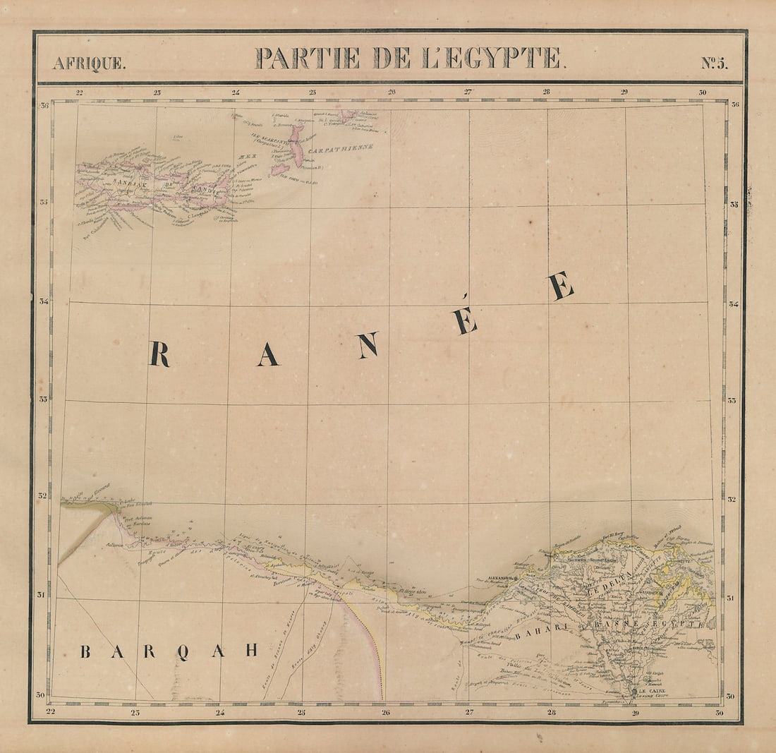 Afrique. Partie de l'Egypte #5 Nile delta. Crete Karpathos VANDERMAELEN 1827 map (1 of 1)