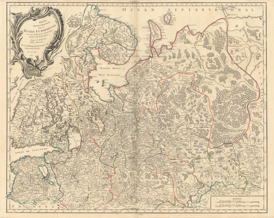 Partie Septentrionale de la Russie Européenne Finland Russia VAUGONDY 1753 map (1 of 1)