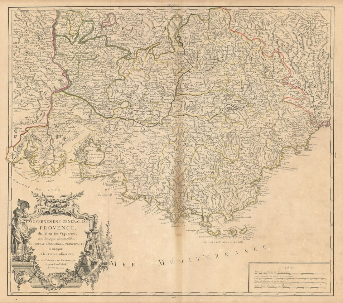 Gouvernement Général de Provence. Alpes Côte d'Azur. France. VAUGONDY 1754 map (1 of 1)