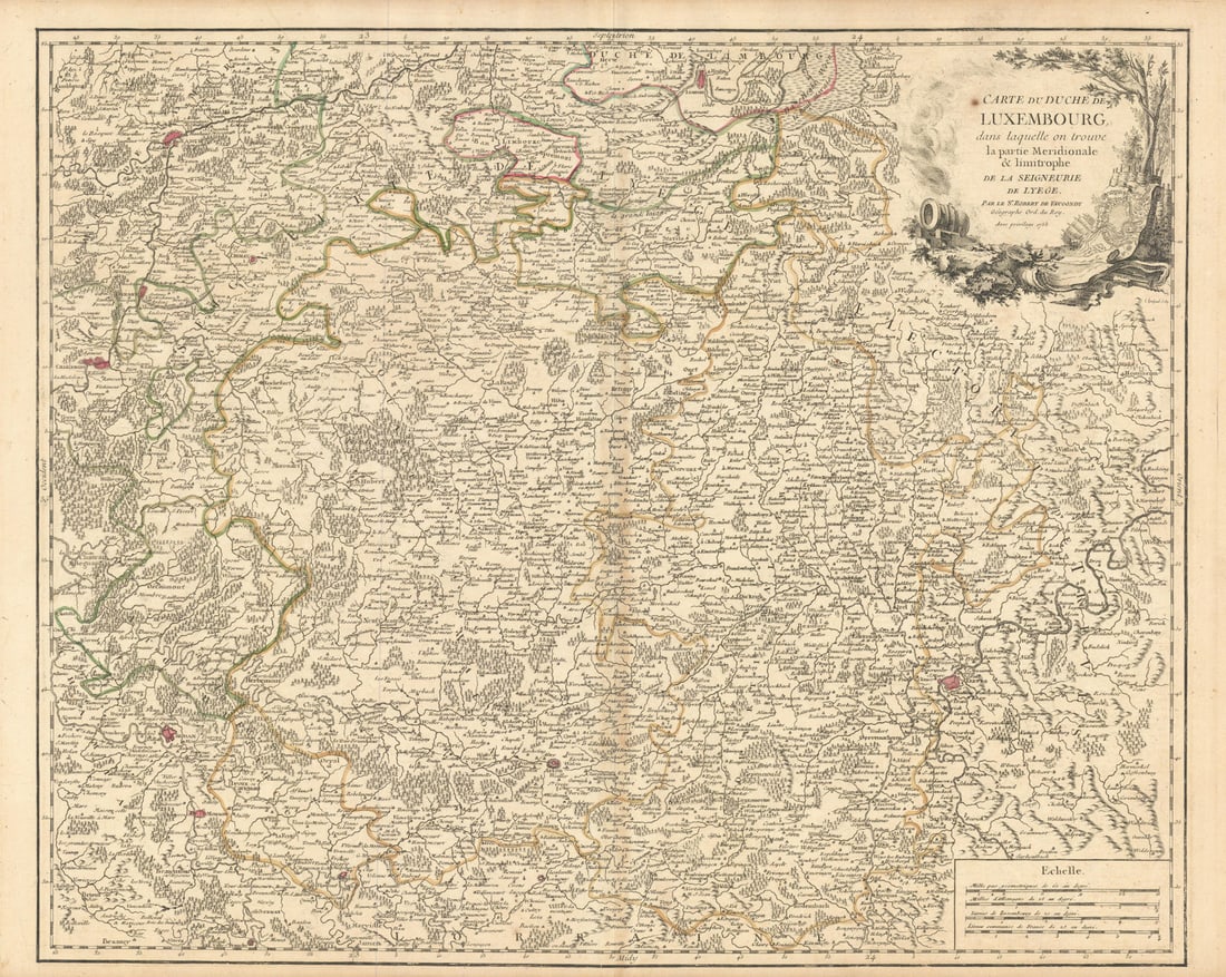 Carte du Duche de Luxembourg. Duchy of Luxemburg. S Belgium. VAUGONDY 1753 map (1 of 1)