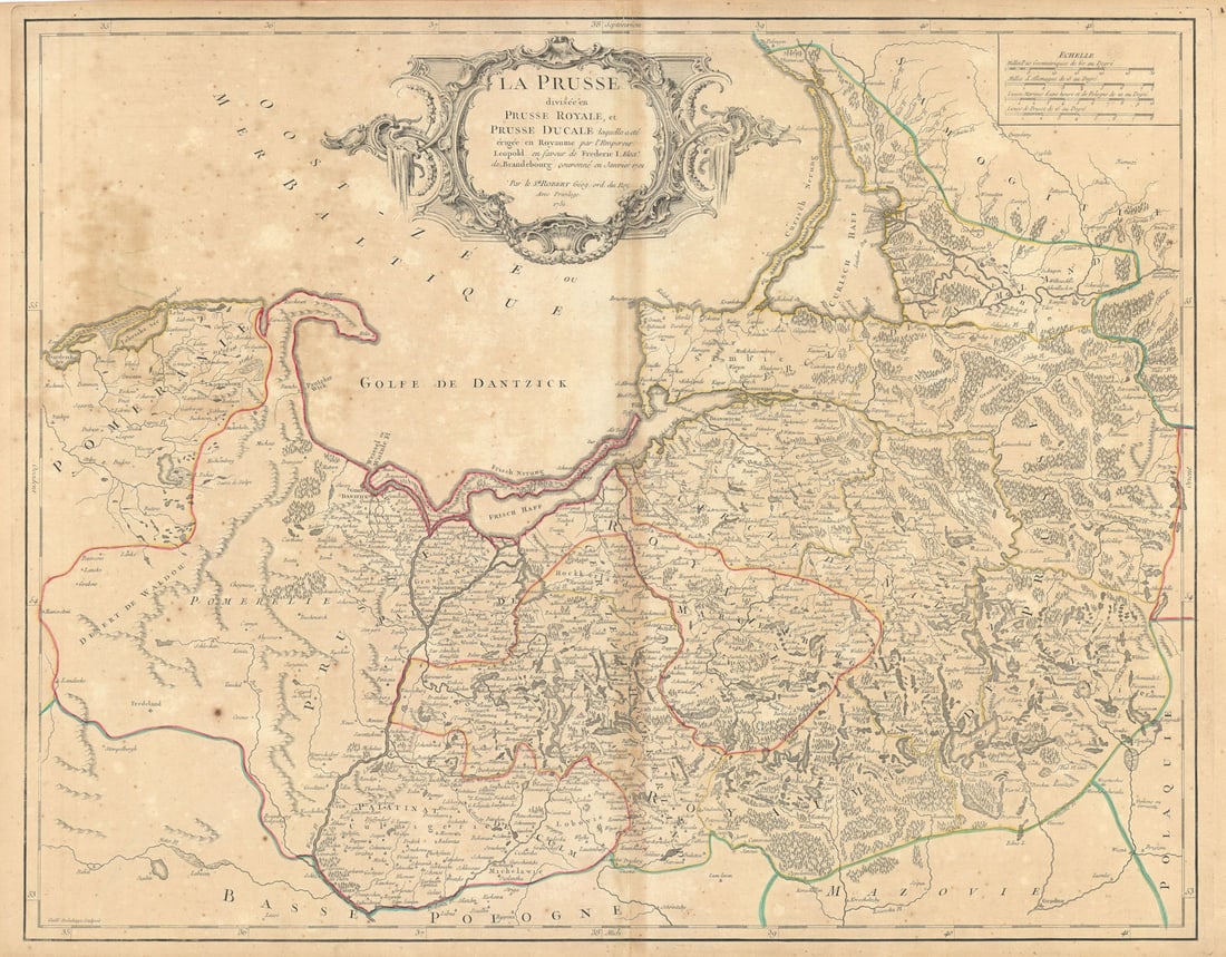 La Prusse divisée en Prusse Royale et Prusse Ducale Poland VAUGONDY 1751 map (1 of 1)