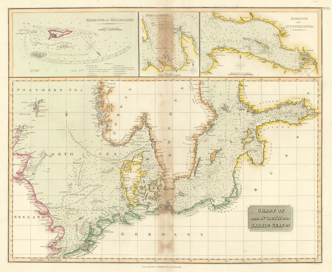The North & Baltic Seas. Heligoland Tallinn St Petersburg. THOMSON 1817 map (1 of 1)