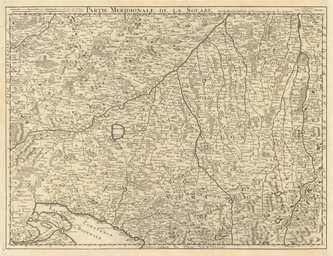 Partie Meridionale de la Souabe. Swabia. De l'Isle/Covens & Mortier 1742 map (1 of 1)