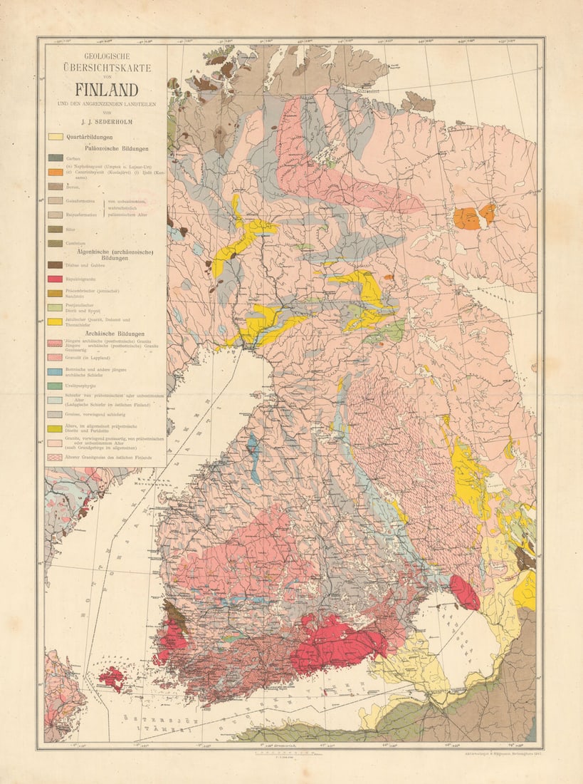 Geologische Übersichtskarte von Finland. Geological Map by J.J. Sederholm 1897 (1 of 1)