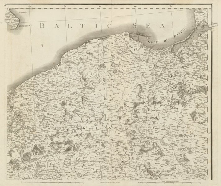 North western Poland. East Prussia. Gdansk. Pomerania. CHAUCHARD 1800 old map: Title: North western Poland. East Prussia. Gdansk. Pomerania. CHAUCHARD 1800 old map Description: Sheet III'. The map covers the region between Bornholm to the north, Konigsberg (Kaliningrad) to the