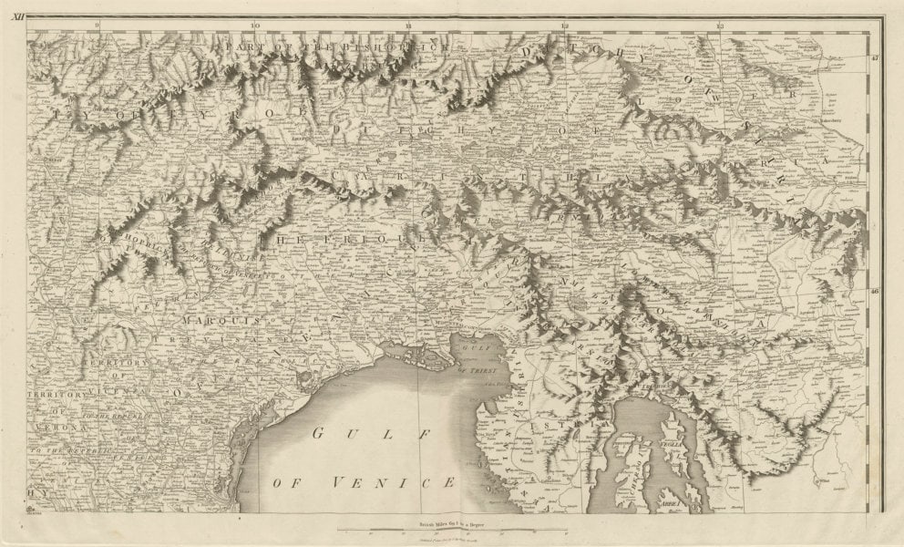 Eastern Alps. North East Italy Tyrol Istria Western Slovenia. CHAUCHARD 1800 map (1 of 1)