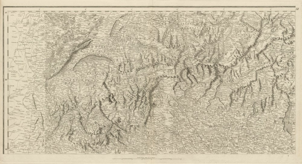 Alps. Savoie Piedmont Lombardy Aosta Southern Switzerland. CHAUCHARD 1800 map (1 of 1)